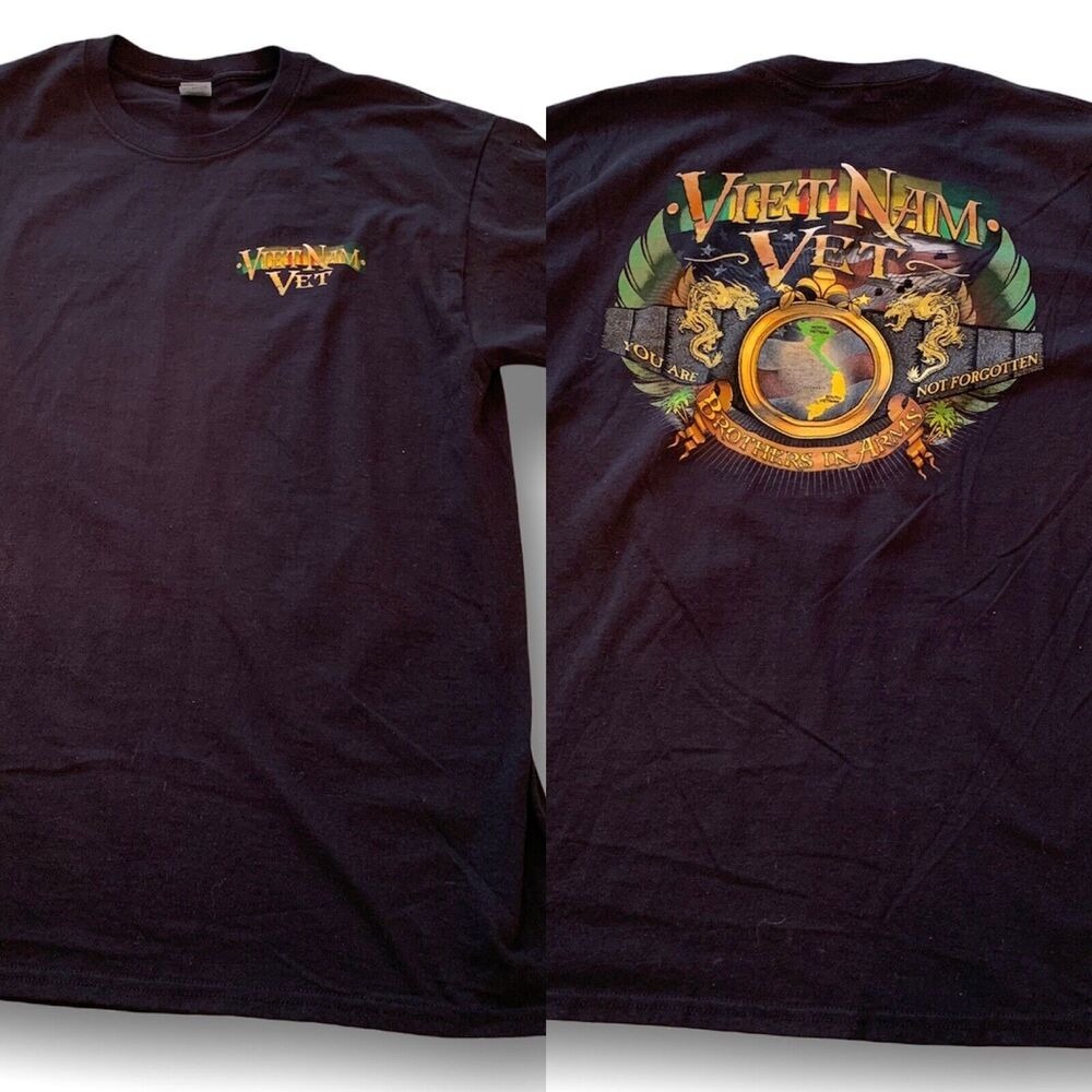 Large Gildan "VietNam Vet Brothers in Arms" Men's Black Short Sleeve Tshirt